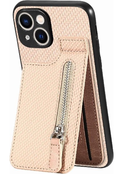 IPhone 15 Için Kılıf Standı Crad Yuvası Manyetik Araç Montaj Fermuar Cüzdan (Yurt Dışından)