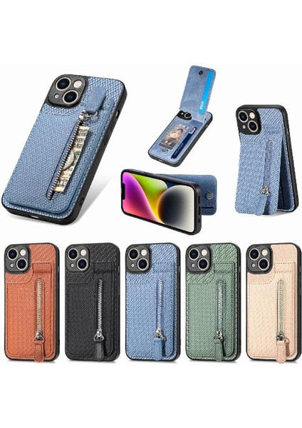 IPhone 14 Için Kılıf Crad Yuvası Cüzdan Manyetik Araç Montaj Standı Fermuar (Yurt Dışından) indirimleri