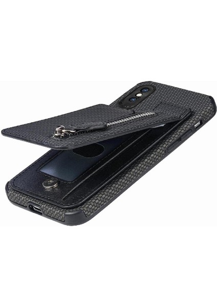 IPhone Xs Max Için Kılıf Standı Manyetik Araç Montaj Crad Yuvası Fermuar Cüzdan (Yurt Dışından) fırsatları