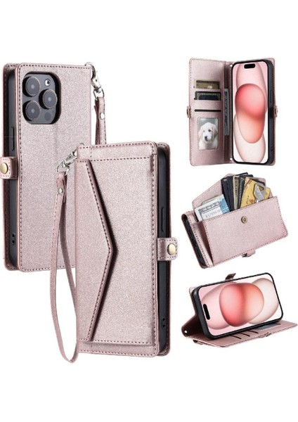 Cüzdan Crossbody Durumda IPhone 15 Pro Max Kart Tutucu Için Rfıd Engelleme (Yurt Dışından)
