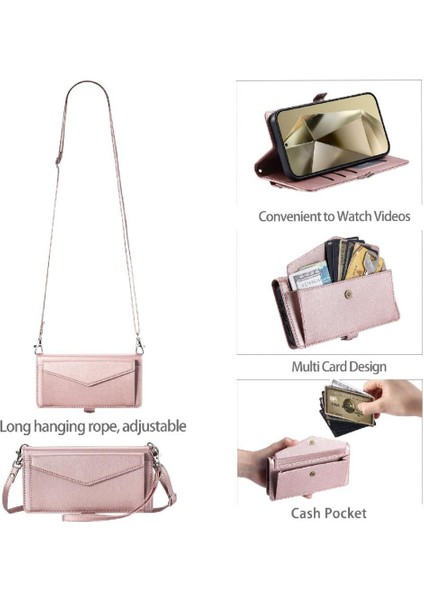 Cüzdan Crossbody Durumda IPhone 15 Pro Max Kart Tutucu Için Rfıd Engelleme (Yurt Dışından)