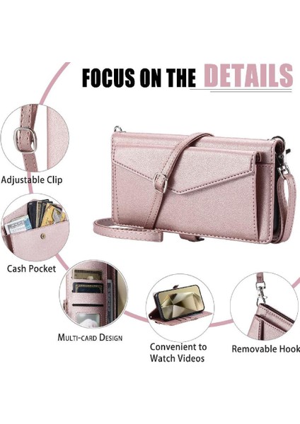 Cüzdan Crossbody Durumda IPhone 15 Pro Max Kart Tutucu Için Rfıd Engelleme (Yurt Dışından)
