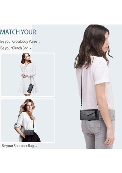 Cüzdan Crossbody Durumda IPhone 15 Pro Max Kart Tutucu Için Rfıd Engelleme (Yurt Dışından)