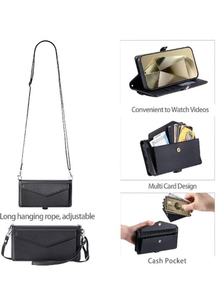 Cüzdan Crossbody Durumda IPhone 15 Pro Max Kart Tutucu Için Rfıd Engelleme (Yurt Dışından)