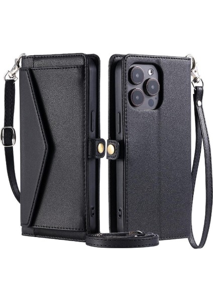 Cüzdan Crossbody Durumda IPhone 15 Pro Max Kart Tutucu Için Rfıd Engelleme (Yurt Dışından)
