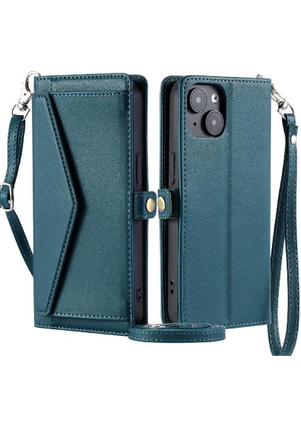 Cüzdan Crossbody Kılıf IPhone 14 Artı Fermuar Faturaları Yuvası Cüzdan Kılıf Için (Yurt Dışından)
