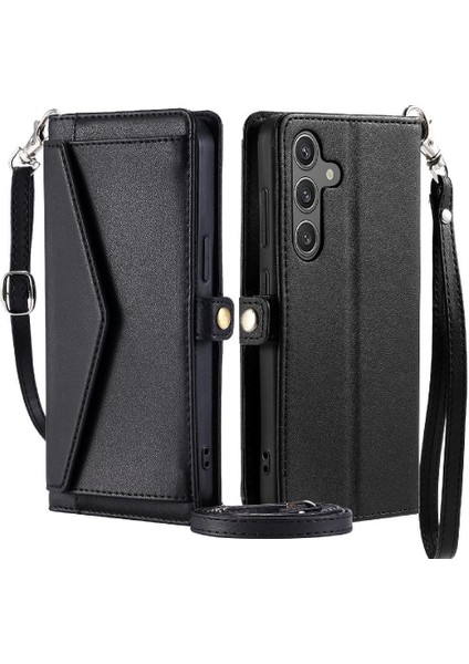 Cüzdan Crossbody Kılıf Samsung Galaxy A35 5g Fermuar Faturaları Yuvası Cüzdan (Yurt Dışından)