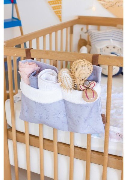 Pratik Askı Organizer Bebek Arabası Beşik Kenar Fluffy Organizer Solid Gri