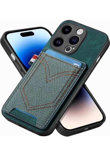 IPhone 14 Için Kılıf Pro Max Manyetik Araç Montaj Crad Yuvası Kot Cep (Yurt Dışından)
