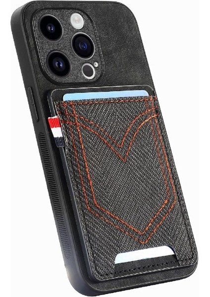 IPhone 14 Için Kılıf Pro Max Manyetik Araç Montaj Crad Yuvası Kot Cep (Yurt Dışından)