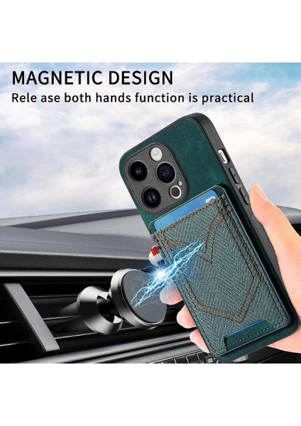 IPhone 15 Için Kılıf Pro Crad Yuvası Manyetik Araç Montaj Kot Cep Tasarımı (Yurt Dışından) modelleri