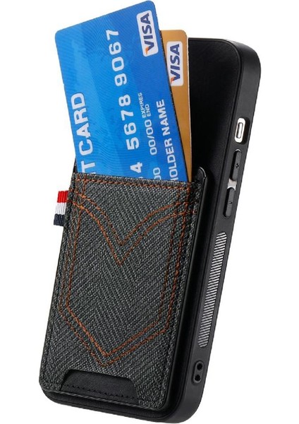 IPhone 14 Için Kılıf Kot Cep Tasarım Manyetik Araç Montaj Crad Yuvası (Yurt Dışından) modelleri