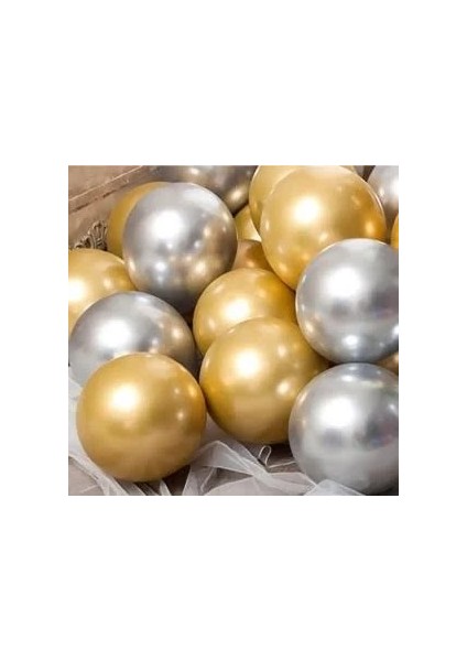 10 Adet Metalik Gold Gümüş Renk Balon fiyatları
