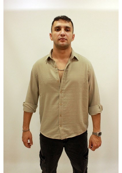 Eg 1859 Oversize Erkek Keten Gömlek