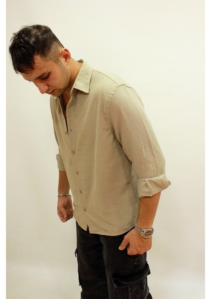 Eg 1859 Oversize Erkek Keten Gömlek modelleri