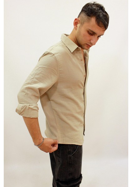 Eg 1859 Oversize Erkek Keten Gömlek fırsatları