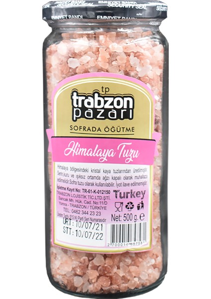 Trabzon Pazarı Doğal Rafinesiz, Iyotsuz Kristal Himalaya Tuzu 500 gr