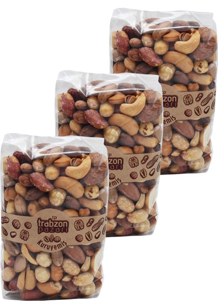 Trabzon Pazarı Yerli Lüx Karışık Kuruyemiş 3x250 gr