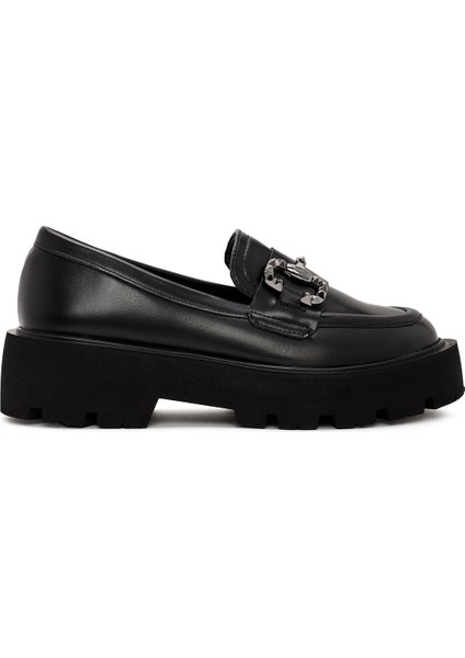 Kadın Siyah Toka Detaylı Maskülen Loafer 24WFE400118