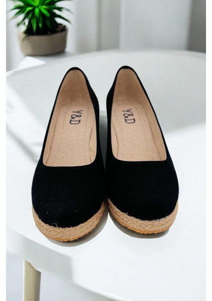 Yd Shoes 7cm Dolgu Topuk Keten Espadril