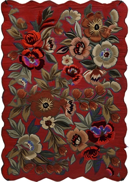 Shape Koleksiyonu Bordo Tema Floral Çiçek Ve Sarmaşık Desenli Kreatif Modern Dekoratif Halı 16