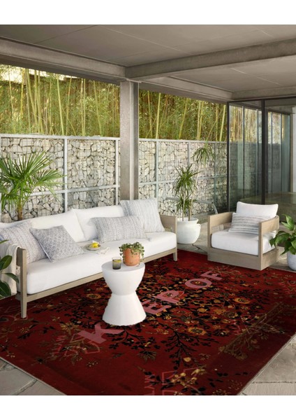 Written Koleksiyonu Bordo Tema Keep Off Yazılı Desenli Kreatif Modern Dekoratif Halı 11 fırsatları