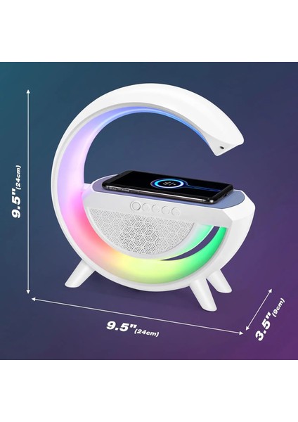 3in1 Ledli Kablosuz Sarj Standı,bluetooh 5.2 Speaker Hoparlör,renkli Masa Lambası
