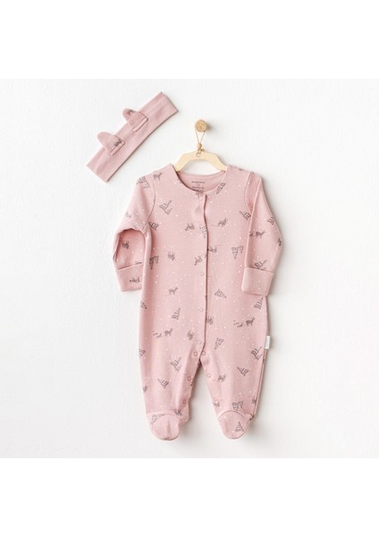 Kız Bebek Tulum Takım Romper Band Set Puppy Gazelle AC25044
