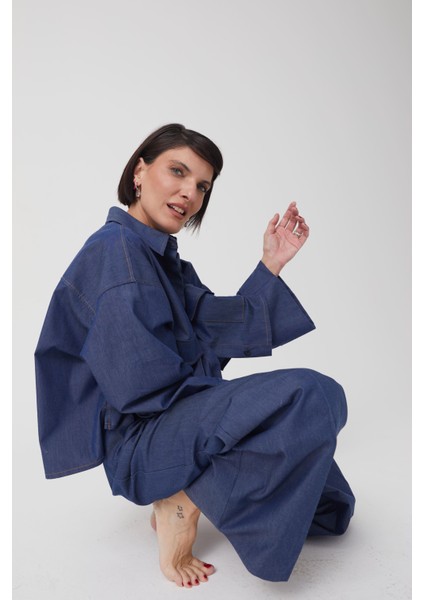 Indigo Mavi Crop Ceket