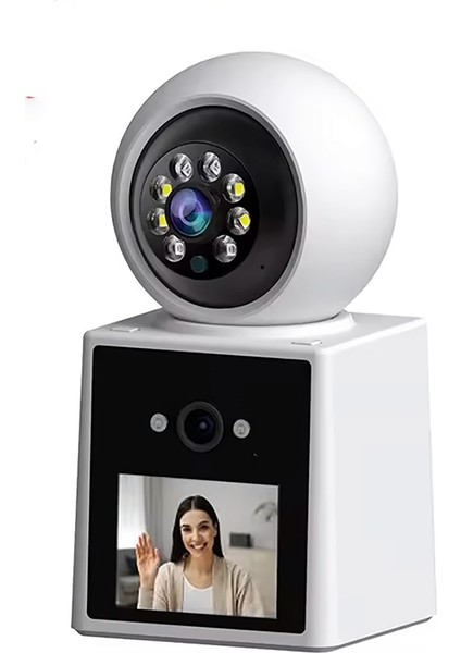 Çift Lensli 6mp, Wi-Fi Panorama Bebek Kamerası - Video Görüşme, Iç Mekan Mini Kamera, Renkli Gece Görüşü