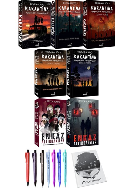 Karantina 5li Set - Enkaz Altındakiler 1-2 - Beyza Alkoç + Kalem + Not Defteri