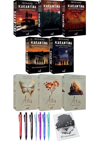 Karantina 5li Set - Ateş Yanmak 1 - Ulaşmak 2 Kavuşmak 3 + Kalem + Not Defteri