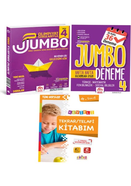 4.sınıf Olimpiyat Sorularıyla Jumbo Soru Bankası+ Tüm Dersler Deneme ve Telafi Tekrar Kitabım