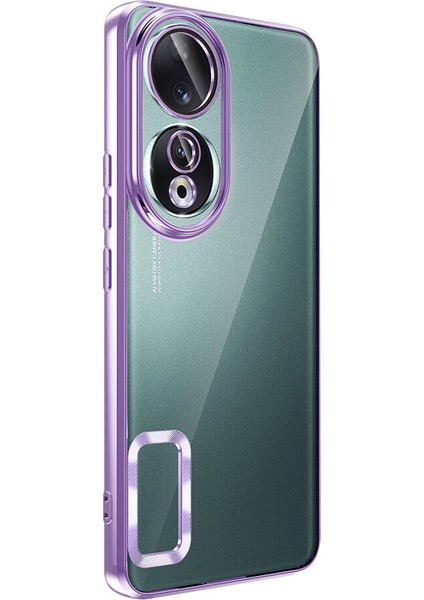 Huawei Honor 90 Kılıf Kamera Korumalı Logo Gösteren Omega Kapak-Lila