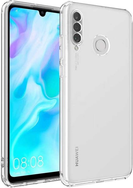 Huawei P30 Lite Kılıf Kamera Korumalı Süper Silikon Kapak-Renksiz