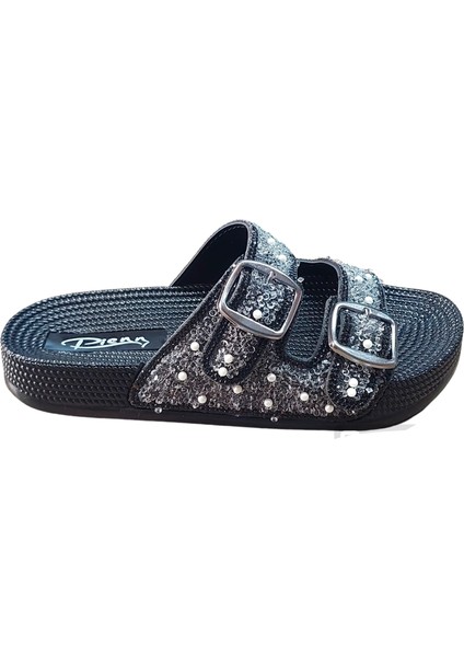 Pıenn 20057 002 Siyah Simli Incili Çift Toka Terlik fiyatları