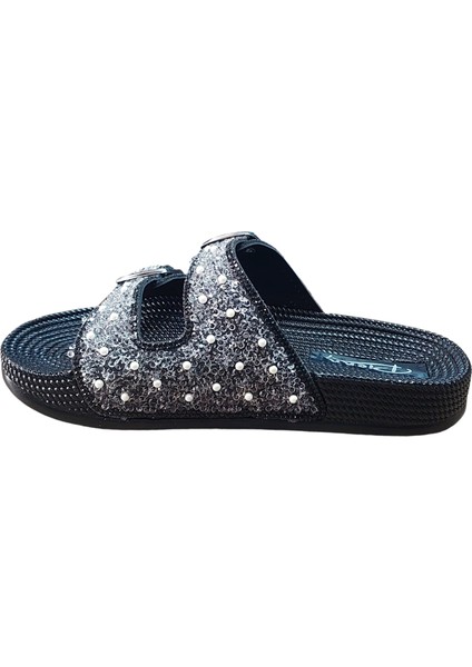 Pıenn 20057 002 Siyah Simli Incili Çift Toka Terlik fırsatları