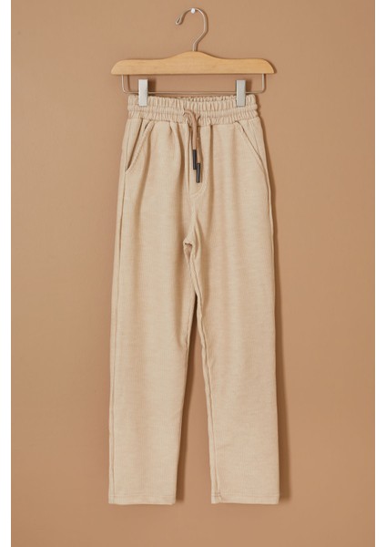 Krem Arka Cepli Rahat Kesim Erkek Çocuk Pantolon 19332
