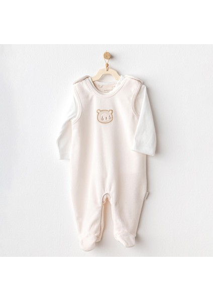 Erkek Bebek Tulum Takım Romper Set Velvet Bear Time AC25185