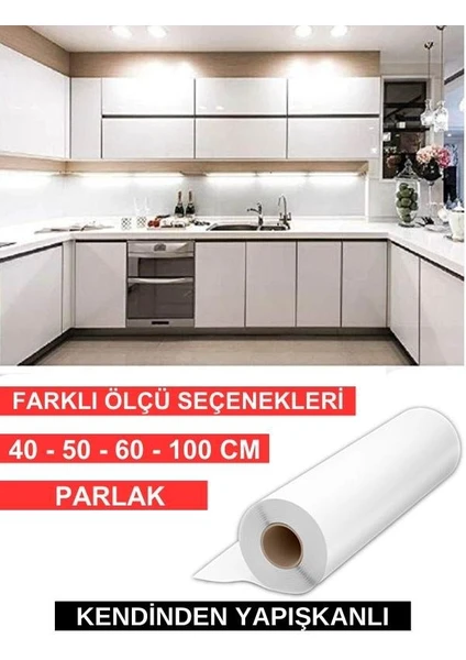 Parlak Beyaz Folyo Ebat Seçenekli Yapışkanlı Kaplama Folyosu