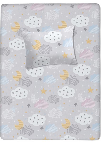 Pamuklu Bebek Aparalı Çarşaf 115X150 + Bebek Yastık Kılıfı 35X45