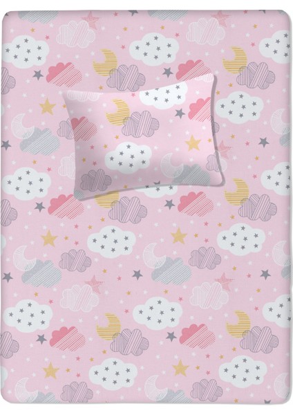 Pamuklu Bebek Aparalı Çarşaf 115X150 + Bebek Yastık Kılıfı 35X45