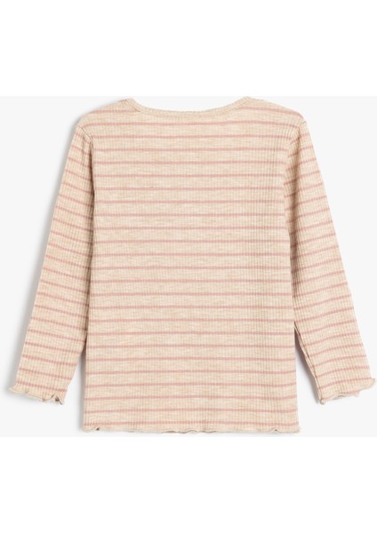 Uzun Kollu T-Shirt Yuvarlak Yaka Ribanalı fiyatları