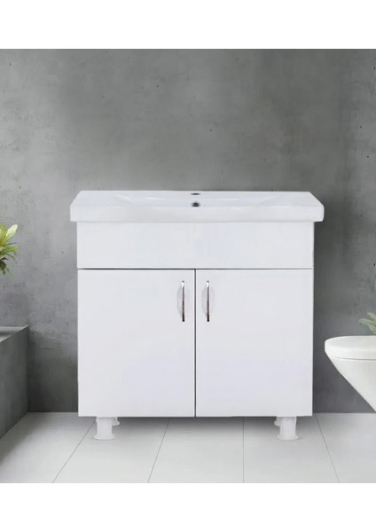 Mdf 80LIK Banyo Dolabı Alt Modül ve Hilton Lavabo Demonte Ürün