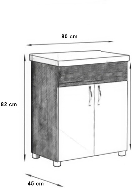 Mdf 80LIK Banyo Dolabı Alt Modül ve Hilton Lavabo Demonte Ürün fiyatları