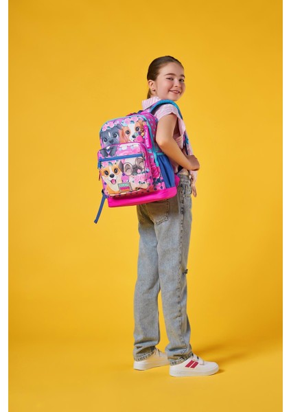Kids Pembe Köpek Desenli Okul Sırt Çantası T23750