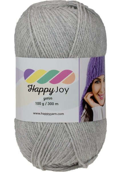 Kürkçü Han Happy Joy 100GR 300M El Örgü Ipi Açık Gri HJ066