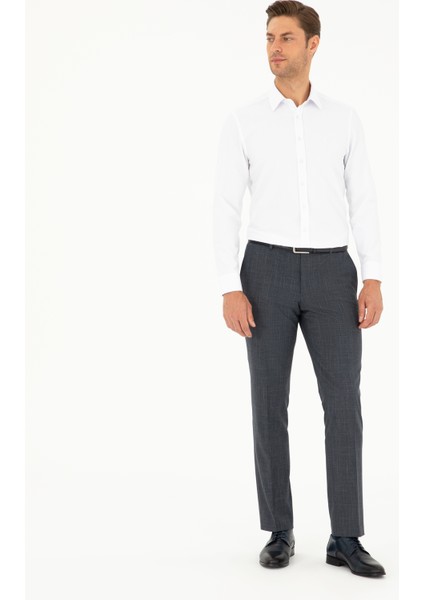 Pierre Cardin Erkek Beyaz Slim Fit Armürlü Uzun Kollu Gömlek 50298054-VR013