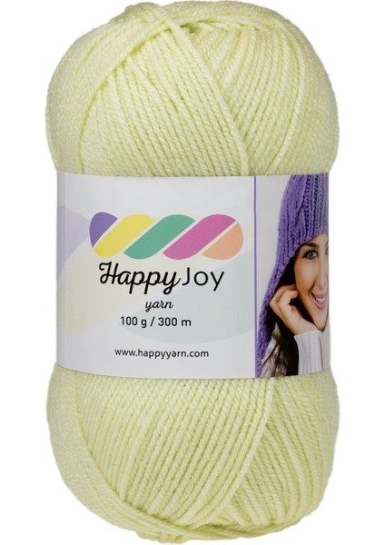 Kürkçü Han Happy Joy 100GR 300M El Örgü Ipi Açık Sarı HJ077