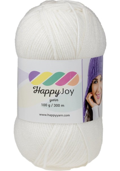 Kürkçü Han Happy Joy 100GR 300M El Örgü Ipi Beyaz HJ068